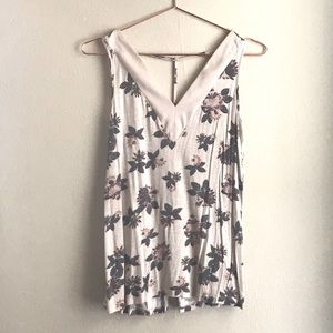Pink Floral V-Neck Tank Top